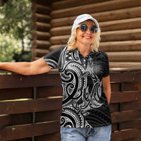 New Zealand Hammerhead Shark Women Polo Shirt Maori Haehae Mangopare Black - Polynesian Pride