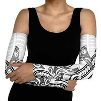 New Zealand Hammerhead Shark Arm Sleeves Maori Haehae Mangopare White - Polynesian Pride