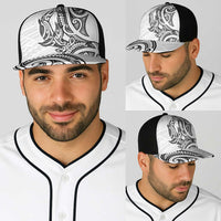New Zealand Hammerhead Shark Baseball Net Cap Maori Haehae Mangopare White - Polynesian Pride