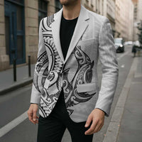 New Zealand Hammerhead Shark Blazer Maori Haehae Mangopare White - Polynesian Pride