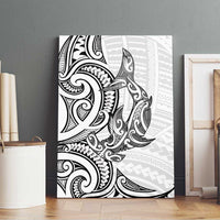 New Zealand Hammerhead Shark Canvas Wall Art Maori Haehae Mangopare White - Polynesian Pride