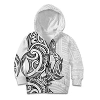 New Zealand Hammerhead Shark Kid Hoodie Maori Haehae Mangopare White - Polynesian Pride