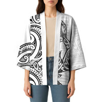 New Zealand Hammerhead Shark Kimono Maori Haehae Mangopare White - Polynesian Pride