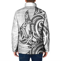 New Zealand Hammerhead Shark Padded Jacket Maori Haehae Mangopare White - Polynesian Pride
