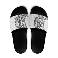 New Zealand Hammerhead Shark Slide Sandals Maori Haehae Mangopare White - Polynesian Pride