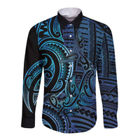 New Zealand Hammerhead Shark Long Sleeve Button Shirt Maori Haehae Mangopare Galaxy - Polynesian Pride
