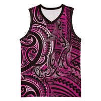 New Zealand Hammerhead Shark Basketball Jersey Maori Haehae Mangopare Pink - Polynesian Pride