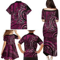 New Zealand Hammerhead Shark Family Matching Puletasi and Hawaiian Shirt Maori Haehae Mangopare Pink - Polynesian Pride