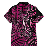 New Zealand Hammerhead Shark Family Matching Puletasi and Hawaiian Shirt Maori Haehae Mangopare Pink - Polynesian Pride