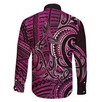 New Zealand Hammerhead Shark Family Matching Summer Maxi Dress and Hawaiian Shirt Maori Haehae Mangopare Pink - Polynesian Pride