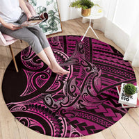 New Zealand Hammerhead Shark Round Carpet Maori Haehae Mangopare Pink - Polynesian Pride