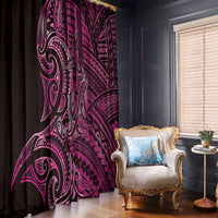 New Zealand Hammerhead Shark Window Curtain Maori Haehae Mangopare Pink - Polynesian Pride