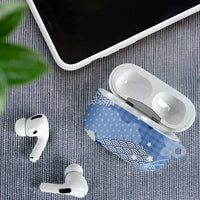 Blue Palaka Japanese Patterns AirPods Case Asanoha Seigaiha Sakura Motif - Polynesian Pride