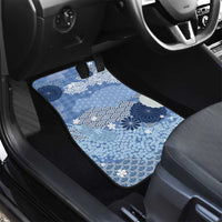 Blue Palaka Japanese Patterns Car Mats Asanoha Seigaiha Sakura Motif - Polynesian Pride
