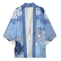 Blue Palaka Japanese Patterns Kimono Asanoha Seigaiha Sakura Motif - Polynesian Pride