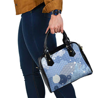 Blue Palaka Japanese Patterns Shoulder Handbag Asanoha Seigaiha Sakura Motif - Polynesian Pride