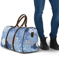 Blue Palaka Japanese Patterns Travel Bag Asanoha Seigaiha Sakura Motif - Polynesian Pride