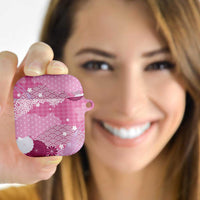 Pink Palaka Japanese Patterns AirPods Case Asanoha Seigaiha Sakura Motif - Polynesian Pride