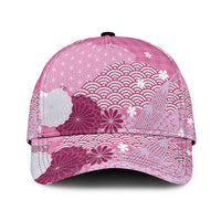 Pink Japanese Traditional Motifs Classic Cap Palaka With Asanoha Seigaiha Sakura - Polynesian Pride