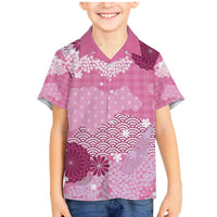 Pink Palaka Japanese Patterns Family Matching Mermaid Dress and Hawaiian Shirt Asanoha Seigaiha Sakura Motif - Polynesian Pride