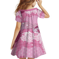 Pink Palaka Japanese Patterns Family Matching Off Shoulder Maxi Dress and Hawaiian Shirt Asanoha Seigaiha Sakura Motif - Polynesian Pride