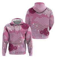 Pink Palaka Japanese Patterns Hoodie Asanoha Seigaiha Sakura Motif - Polynesian Pride