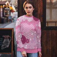 Pink Palaka Japanese Patterns Ugly Christmas Sweater Asanoha Seigaiha Sakura Motif - Polynesian Pride