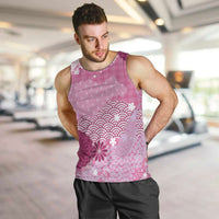 Pink Palaka Japanese Patterns Men Tank Top Asanoha Seigaiha Sakura Motif LT14 Pink - Polynesian Pride