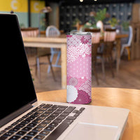 Pink Palaka Japanese Patterns Skinny Tumbler Asanoha Seigaiha Sakura Motif - Polynesian Pride