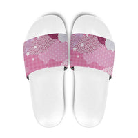 Pink Palaka Japanese Patterns Slide Sandals Asanoha Seigaiha Sakura Motif - Polynesian Pride
