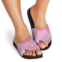 Pink Palaka Japanese Patterns Slide Sandals Asanoha Seigaiha Sakura Motif - Polynesian Pride