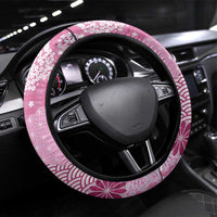 Pink Palaka Japanese Patterns Steering Wheel Cover Asanoha Seigaiha Sakura Motif - Polynesian Pride