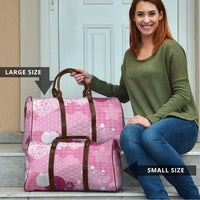 Pink Palaka Japanese Patterns Travel Bag Asanoha Seigaiha Sakura Motif - undefined