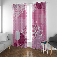 Pink Palaka Japanese Patterns Window Curtain Asanoha Seigaiha Sakura Motif - Polynesian Pride