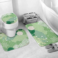 Green Palaka Japanese Patterns Bathroom Set Asanoha Seigaiha Sakura Motif - Polynesian Pride