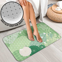 Green Palaka Japanese Patterns Bathroom Set Asanoha Seigaiha Sakura Motif - Polynesian Pride