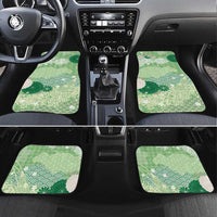 Green Palaka Japanese Patterns Car Mats Asanoha Seigaiha Sakura Motif - Polynesian Pride