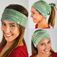 Green Palaka Japanese Patterns Neck Gaiter Asanoha Seigaiha Sakura Motif - Polynesian Pride