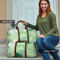 Green Palaka Japanese Patterns Travel Bag Asanoha Seigaiha Sakura Motif - Polynesian Pride