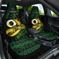Personalised Solomon Islands Western Province Day Car Seat Cover Sea Turtle Mix Polynesian Hibiscus Pattern LT14 One Size Green - Polynesian Pride