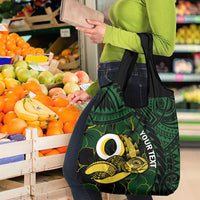 Personalised Solomon Islands Western Province Day Grocery Bag Sea Turtle Mix Polynesian Hibiscus Pattern