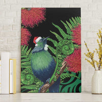 New Zealand Tui Bird Christmas Canvas Wall Art Maori Fern Mix Pohotukawa LT14 Without Frame Black - Polynesian Pride