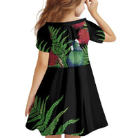 New Zealand Tui Bird Christmas Family Matching Long Sleeve Bodycon Dress and Hawaiian Shirt Maori Fern Mix Pohotukawa LT14 - Polynesian Pride