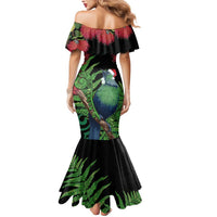 New Zealand Tui Bird Christmas Mermaid Dress Maori Fern Mix Pohotukawa LT14 - Polynesian Pride