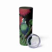 New Zealand Tui Bird Christmas Skinny Tumbler Maori Fern Mix Pohotukawa LT14 - Polynesian Pride