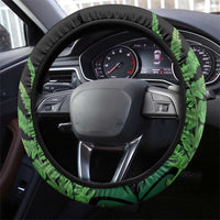 New Zealand Tui Bird Christmas Steering Wheel Cover Maori Fern Mix Pohotukawa
