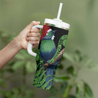 New Zealand Tui Bird Christmas Tumbler With Handle Maori Fern Mix Pohotukawa