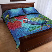 New Zealand Takahe Christmas Quilt Bed Set Maori Fern Mix Pohotukawa
