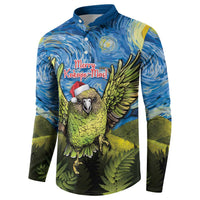 Personalised Jumping Kakapo Christmas Button Sweatshirt New Zealand Fern - Starry Night Style