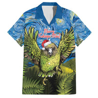 Personalised Jumping Kakapo Christmas Family Matching Long Sleeve Bodycon Dress and Hawaiian Shirt New Zealand Fern - Starry Night Style LT14 Dad's Shirt - Short Sleeve Green - Polynesian Pride